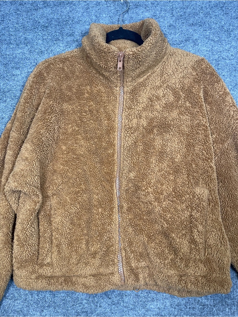 Sunday Best Aritzia Womens Medium Camel Brown Teddy Full Zip Fuzzy Fleece Jacket - Picture 5 of 11